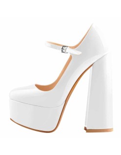 Platform Pointed Toe Chunky Square High Heels Pumps