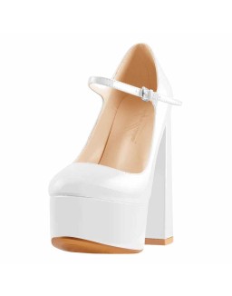 Platform Pointed Toe Chunky Square High Heels Pumps