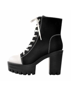 Platform Lace Up Canvas Boots