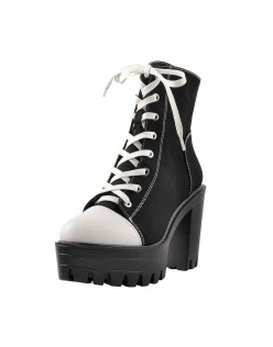 Platform Lace Up Canvas Boots