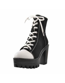 Platform Lace Up Canvas Boots