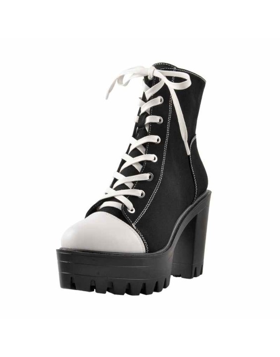 Platform Lace Up Canvas Boots