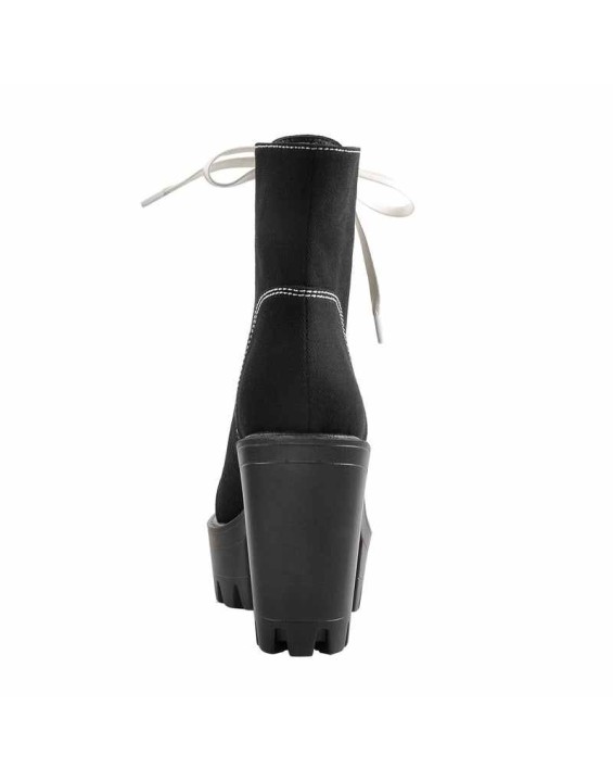 Platform Lace Up Canvas Boots