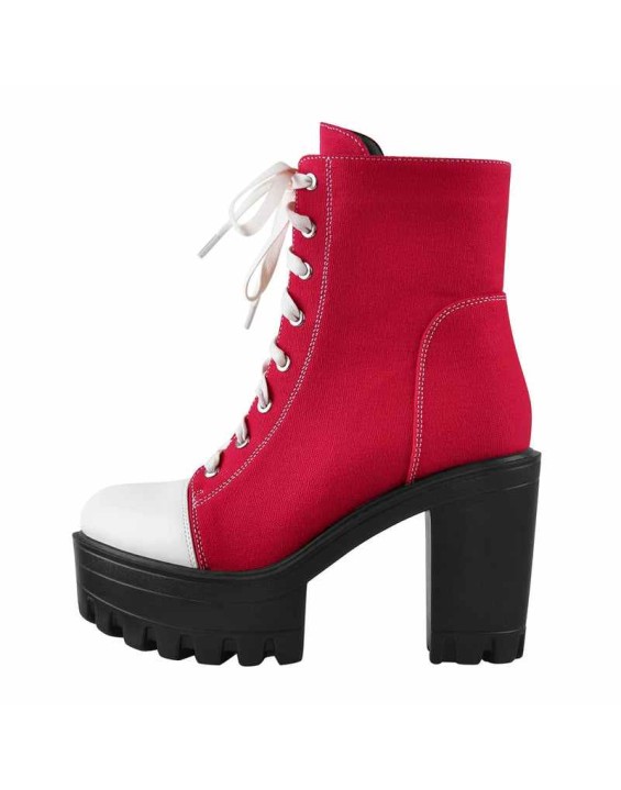 Platform Lace Up Canvas Boots