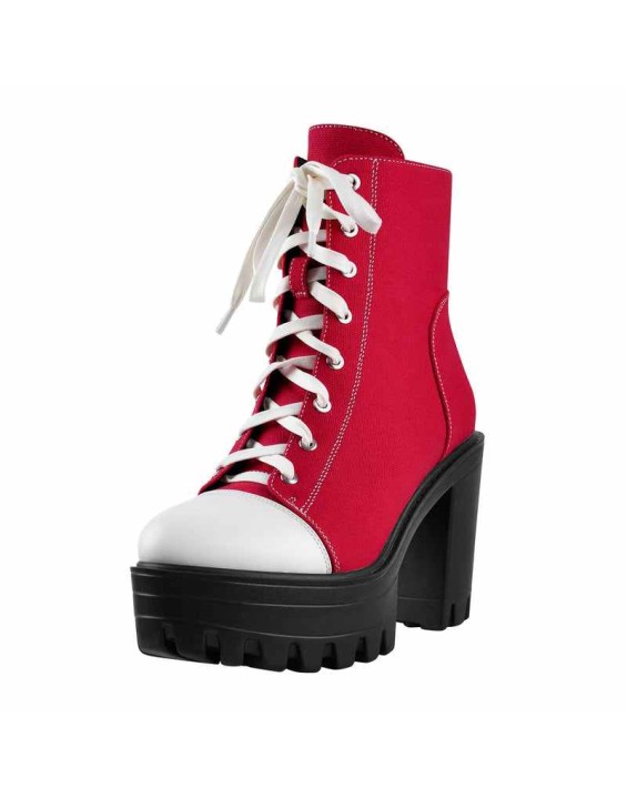 Platform Lace Up Canvas Boots