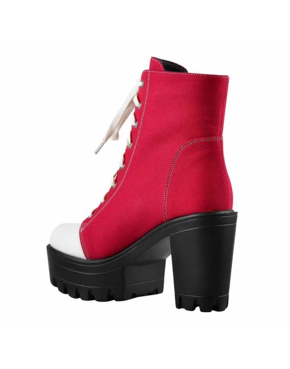 Platform Lace Up Canvas Boots