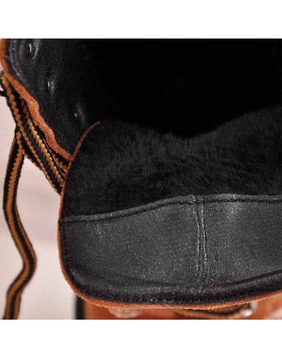 Brown Round Toe Platform Lace Chunky High Heels Ankle Boots