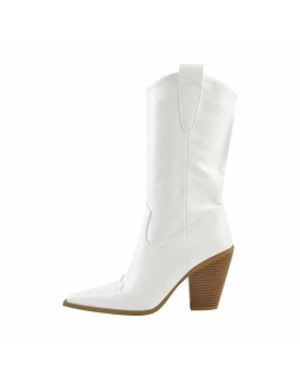 Western Zipper Round Up Mid-Calf Boots
