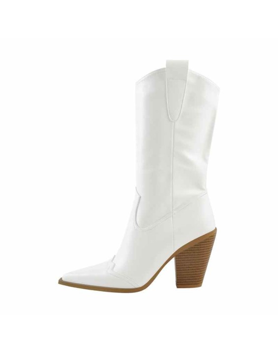 Western Zipper Round Up Mid-Calf Boots