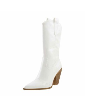 Western Zipper Round Up Mid-Calf Boots
