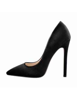 Pointed Toe Stiletto Slip-On Black Velvet Pumps