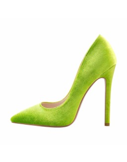 Pointed Toe Stiletto Slip-On Green Velvet Pumps