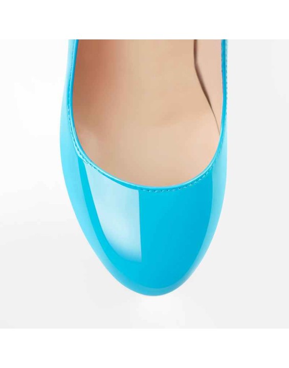 Platform Round Toe High Heel Slip-On Blue Pumps