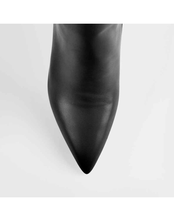 Black Pointed Toe Stiletto Tight High Boots 10CM Heel