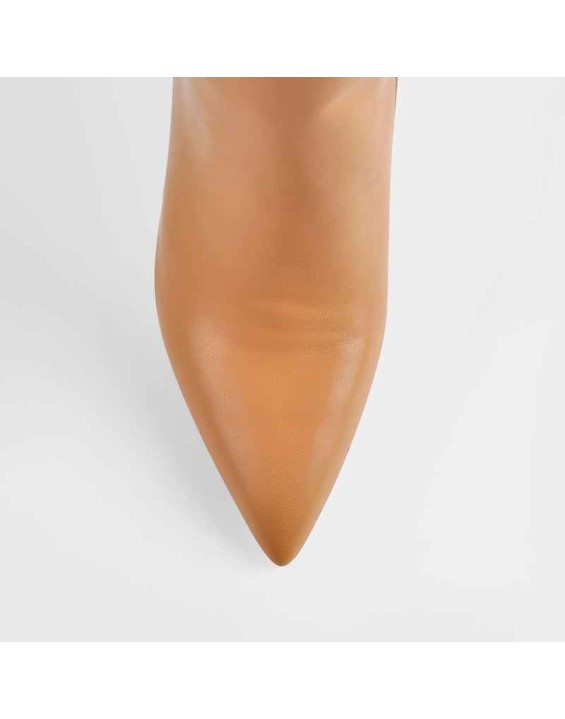Brown Pointed Toe Stiletto Tight High Boots 10CM Heel