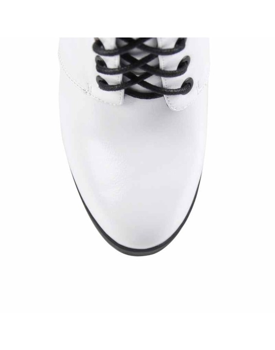 Lace Up White Platform Chunky Heels Zipper Boots