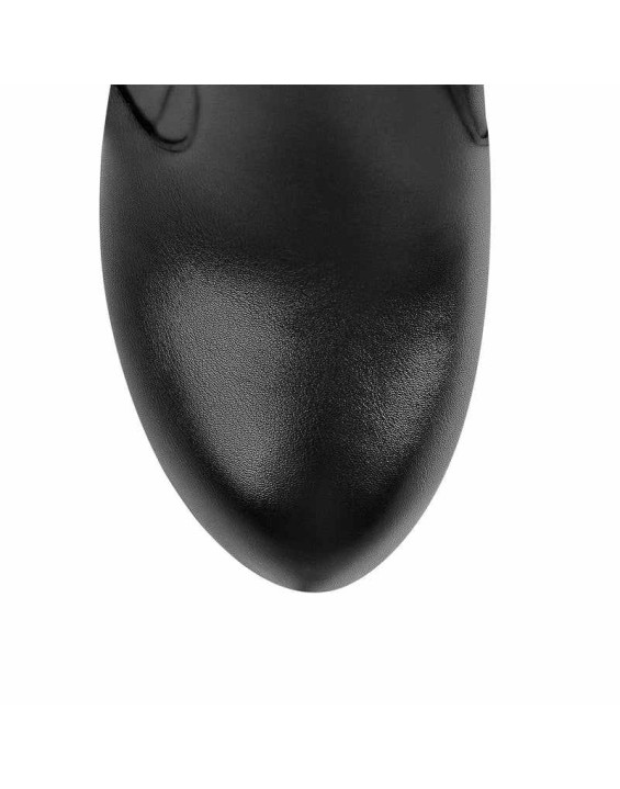 Round Toe Matte Black Platform Chunky Heels Ankle Zipper Boots