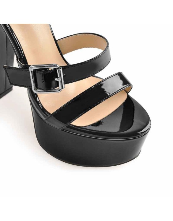 Open Toe Black Platform Chunky Ankle Boots Sandals