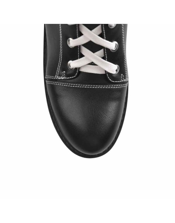 Matte Black Platform Lace Up Canvas Boots