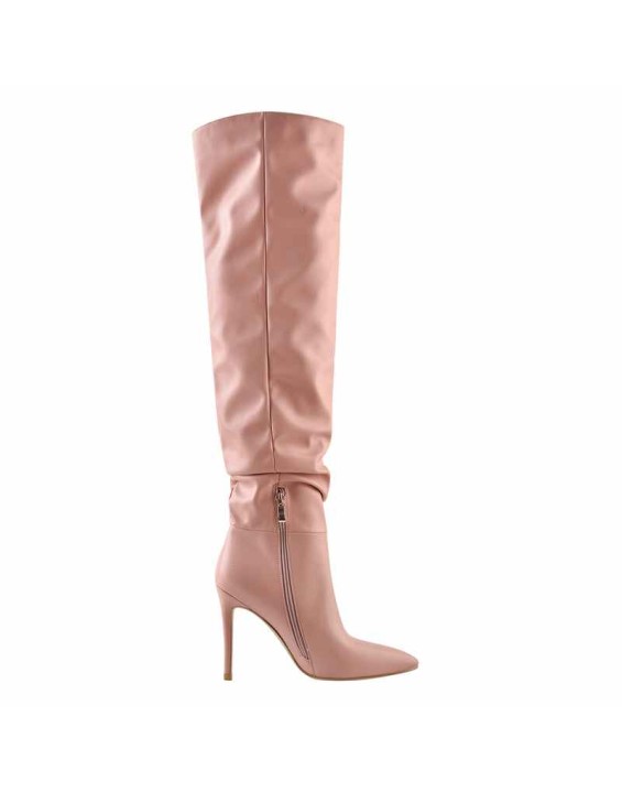 Pink Pointed Toe Stiletto Tight High Boots 10CM Heel