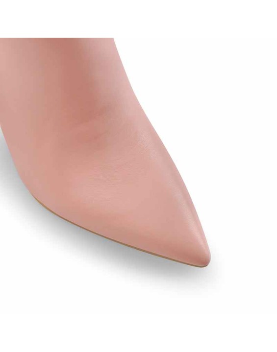 Pink Pointed Toe Stiletto Tight High Boots 10CM Heel