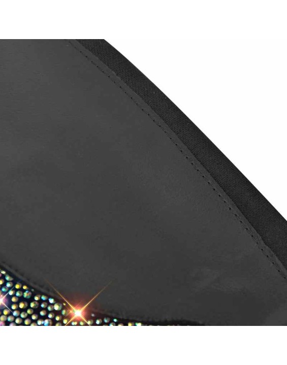 Rhinestones Black Round Toe Chunky Heels Boots