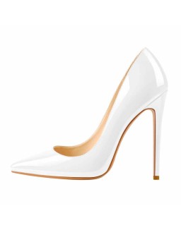 8cm 10cm 12cm Patent White Pointed Toe High Heel Pumps