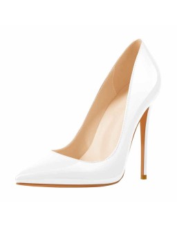 8cm 10cm 12cm Patent White Pointed Toe High Heel Pumps