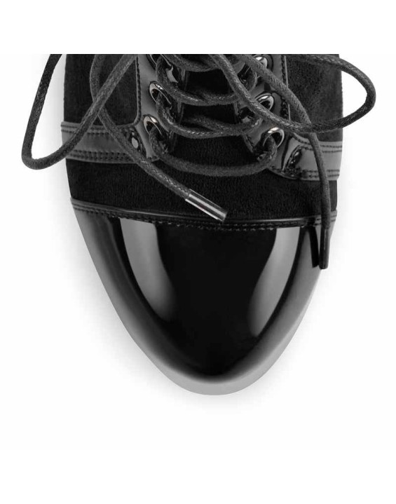 Round Toe Split Joint Platform Lace Up Ankle Boots