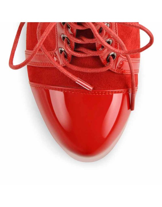 Round Toe Split Joint Platform Lace Up Ankle Boots