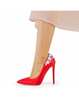 Pointed Toe Rhinestone Stiletto Pumps