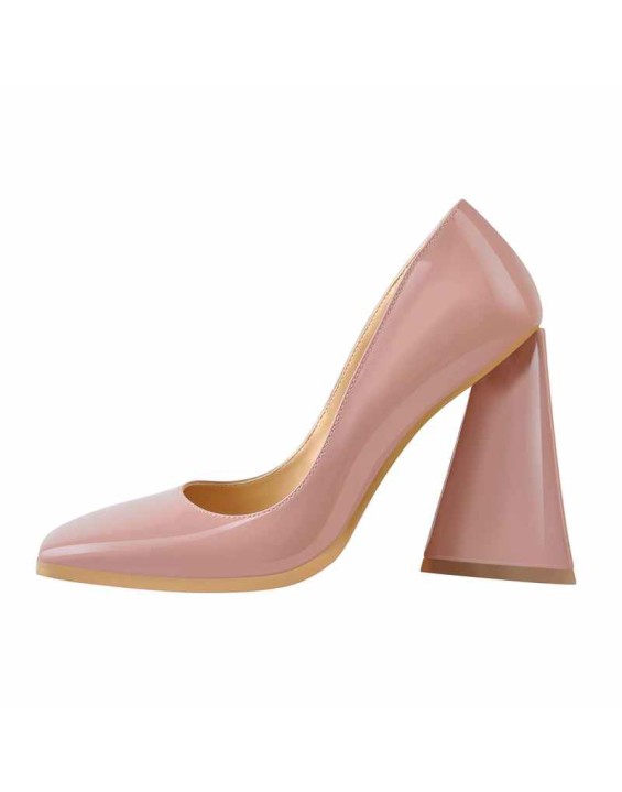 Square Toe Triangle Block High Heels Pumps
