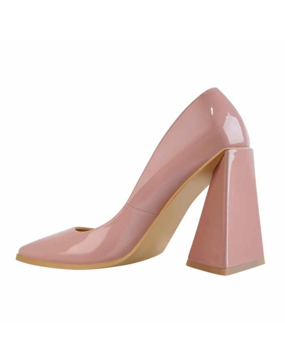 Square Toe Triangle Block High Heels Pumps