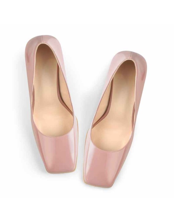 Square Toe Triangle Block High Heels Pumps