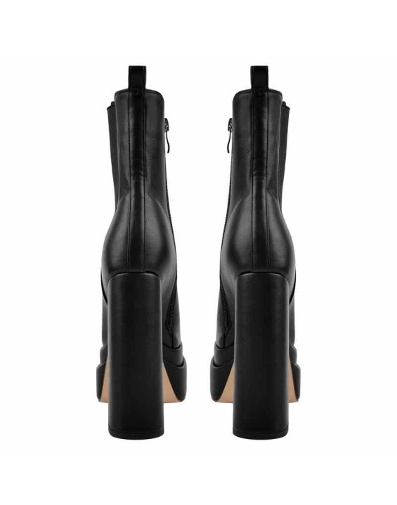 Double Platform Elastic Zipper Chunky Heel Ankle Boots