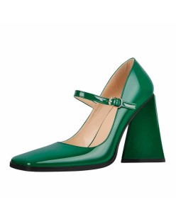 Mary Jane Square Toes Chunky Heels Pumps