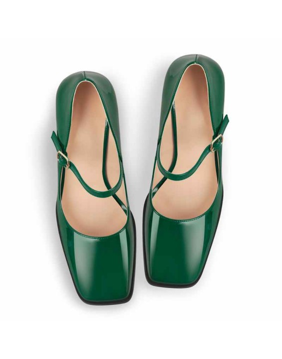 Mary Jane Square Toes Chunky Heels Pumps