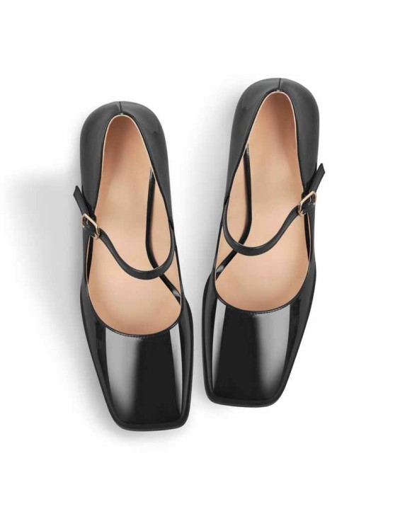 Mary Jane Square Toes Chunky Heels Pumps