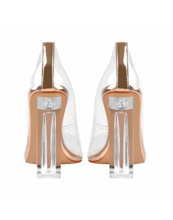 Clear Pointed Toe Block High Heel Pumps