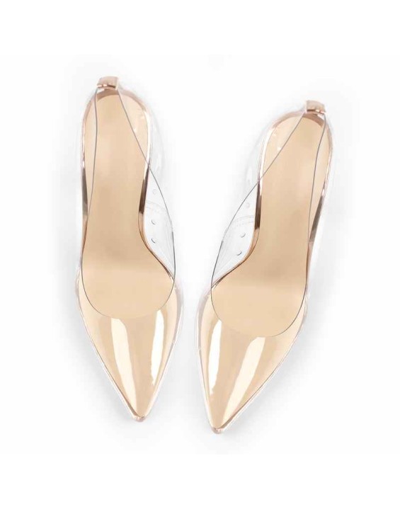 Clear Pointed Toe Block High Heel Pumps