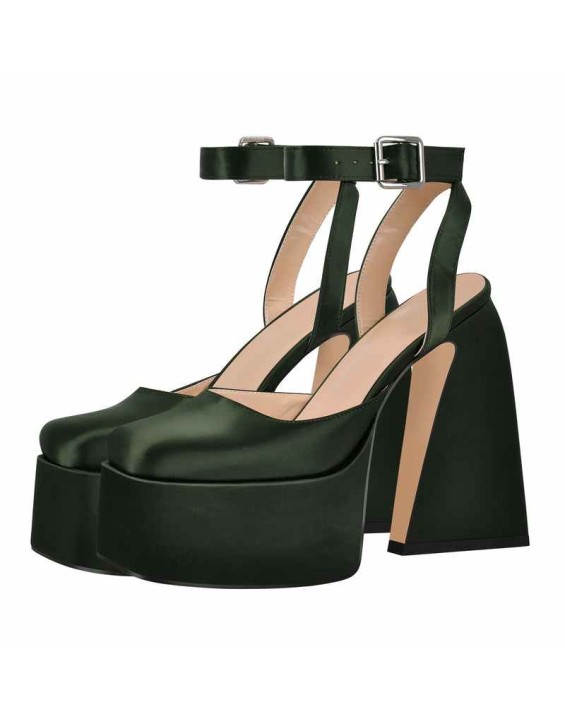 Ankle Strap Platform Chunky High Heel Pumps