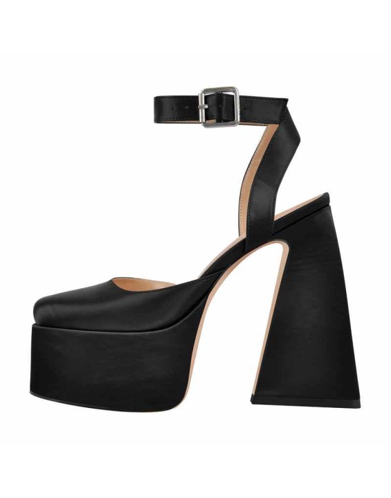 Ankle Strap Platform Chunky High Heel Pumps