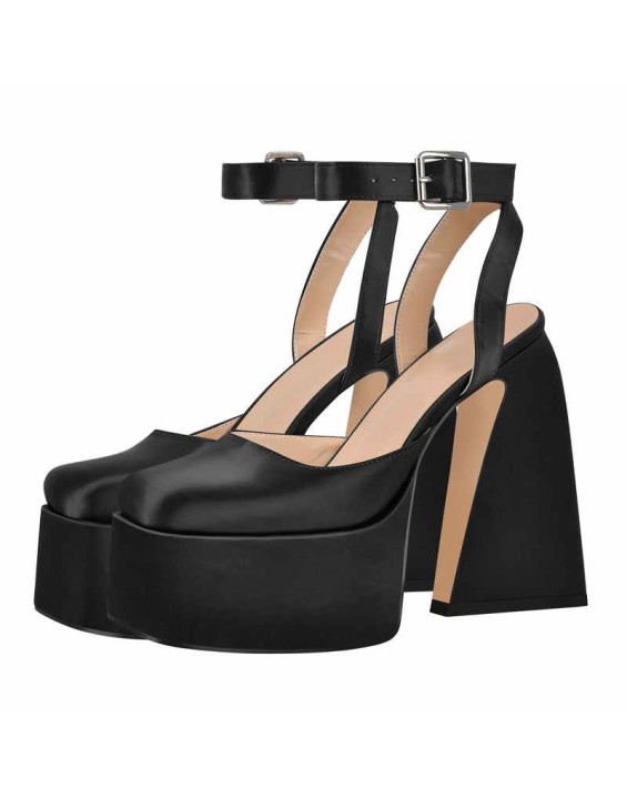 Ankle Strap Platform Chunky High Heel Pumps