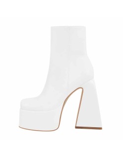 Chunky Ankle Boots Thick High Heels Platform Shoes
