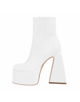 Chunky Ankle Boots Thick High Heels Platform Shoes