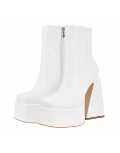 Chunky Ankle Boots Thick High Heels Platform Shoes