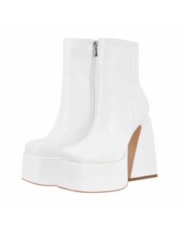 Chunky Ankle Boots Thick High Heels Platform Shoes