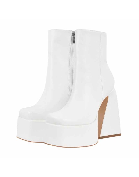 Chunky Ankle Boots Thick High Heels Platform Shoes