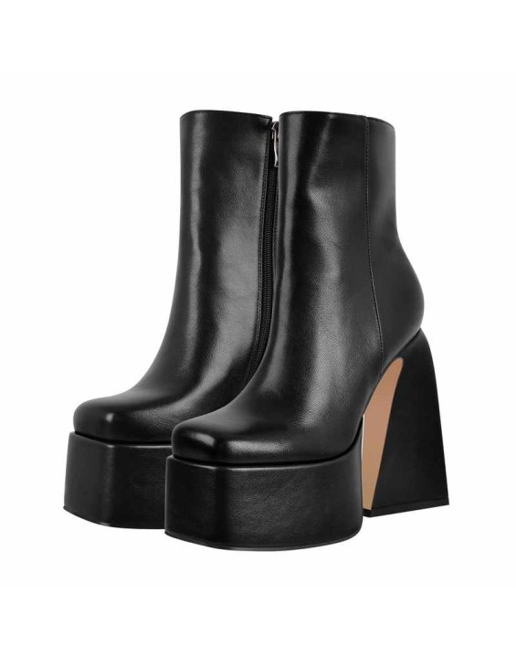 Chunky Ankle Boots Thick High Heels Platform Shoes