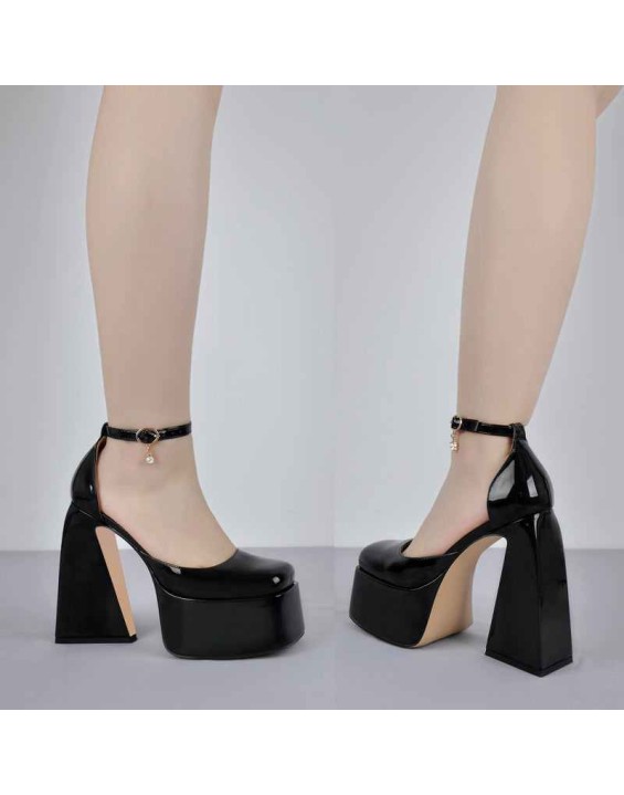 Ankle Strap Chunky Platform Mary Jane Pumps